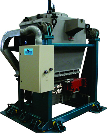 Forno elétrico de indução de única bacia para fusão e espera de metais